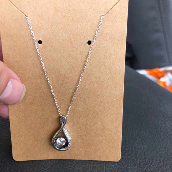 Sterling Silver Clear CZ Floating Gem Infinity Necklace EUC - Picture 8 of 10